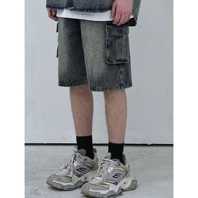 Wide Cargo Half Denim Pants CAMO