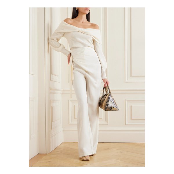 1 칼로우 노티드 드레이프 크레이프 와이드 팬츠 오프 화이트 1647597316037278