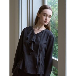 Sabrina Ruffle Blouse (Black)