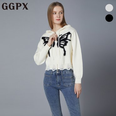 GGPX 빈티지 버터플라이 집업 니트 가디건 (GOAKG081F)