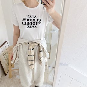 / (6color) 데일리 꺼꾸로 레터링 크롭 반팔 티셔츠