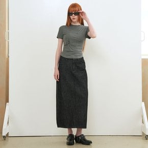 WOMAN 아세테이트 꼬임 반팔 티셔츠 [CHARCOAL] / GF2LTS520