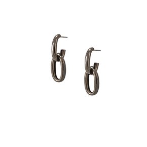 Double Chain Earrings - Black Nickel Color