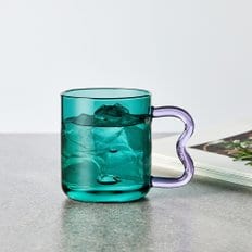 밀키봉봉 위글핸들 내열 유리머그 teal green 370ml