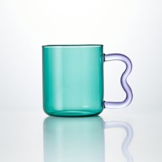 밀키봉봉 위글핸들 내열 유리머그 teal green 370ml