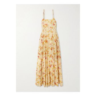  포세 팔로마 프린트 코튼 혼방 보일 맥시 드레스 옐로 1647597359660895
