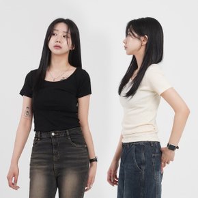 유넥 티셔츠 브이넥 반팔티 흰티 기본 이너 여름 무지 반팔_P400130921