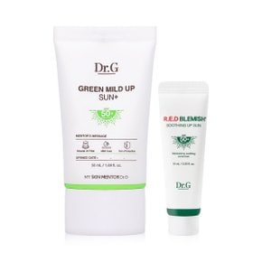 그린 마일드 업 선 플러스 50ml+레드 블레미쉬 수딩 선 10ml 소용량 선크림 -R