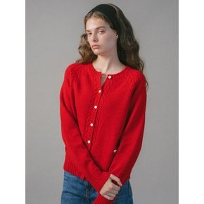 U Merino Wool Cable Cardigan_Urban Red