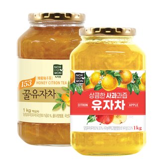 녹차원 꿀유자차1kg+사과유자차1kg