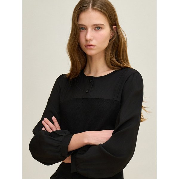 플로에 핀턱 뷔스티에 블라우스 블랙 J1927