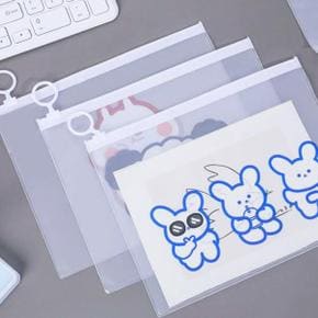 /와인앤쿡 휴대용 반투명 소품파우치 1개(디자인랜덤)
