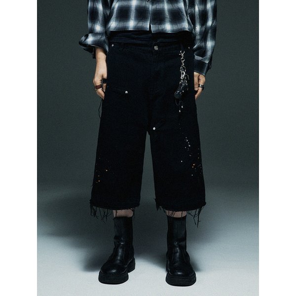 PAINTED WASHED BERMUDA PANTS_VK