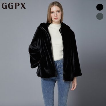 GGPX 스트링 웨이스트 페이크 퍼 후드 점퍼 (GOZFU002F)