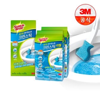 3M 크린스틱 올인원 변기청소 핸들+보관캐디+리필 51입