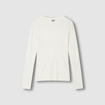 JAJU 여 발열온감 울 블렌디드 긴팔 티셔츠 J115401007006
