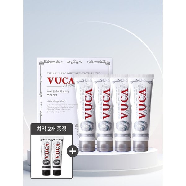 클래식 화이트닝 미백 치약 플로럴민트향 160g 4개입+블랙차콜 2개증정 (SIZE UP)