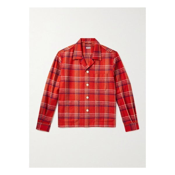 보디 게이블 캠프 칼라 체크 울 오버셔츠 레드 46376663162882950