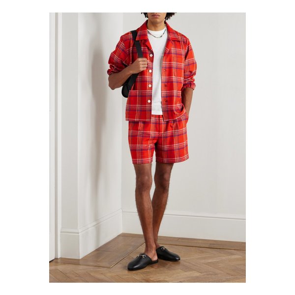 보디 게이블 캠프 칼라 체크 울 오버셔츠 레드 46376663162882950