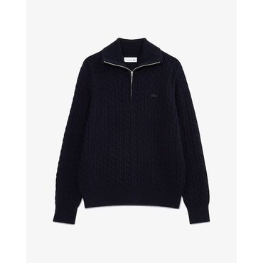 라코스테 25FW 여성  케이블 하프집업 스웨터  AF923E-55NHDE(다크네이비)