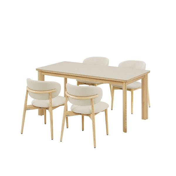 포멜로 세라믹식탁 4인세트 160cm 내추럴_패브릭체어4EA (옵션 택1)
