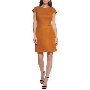 DKNY 4239343 DKNY Plus Womens Faux Suede Mini Sheath Dress