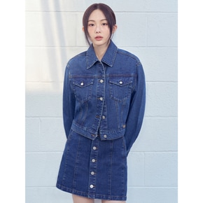 플라스틱아일랜드 배색스티치 데님 트러커 자켓 (PR1DJ281)