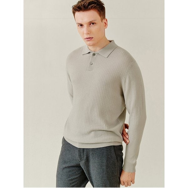 텍스처 셔츠 카라 캐시미어 니트 풀오버 Texture Shirt Collar Pullover(Mouse)