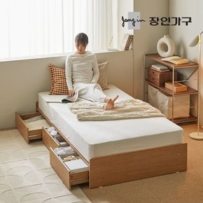 파니 무헤드 평상형 3단서랍 수납 침대프레임 SS+포켓