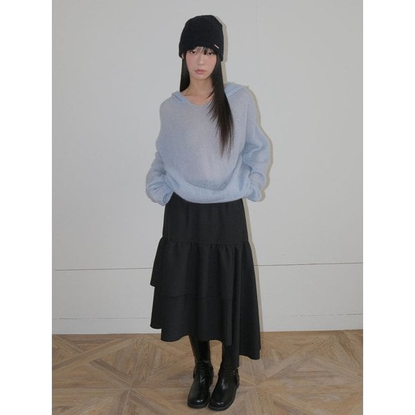 Unbalance Flare Skirt_BLACK