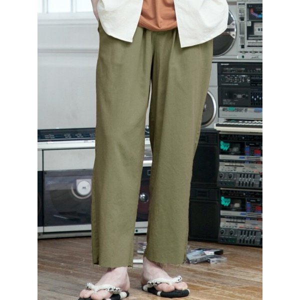 LINEN STRING PANTS KHAKI