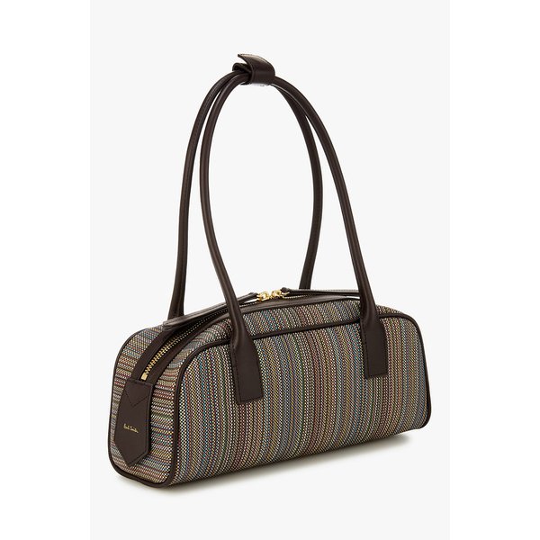 여성 스트라이프 코팅 캔버스 숄더백 5725332102000