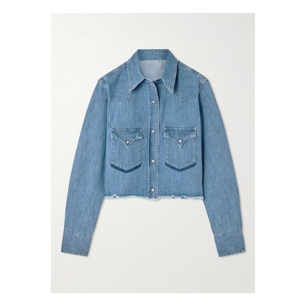 카라카스 프레이 크롭 데님 셔츠 블루 1647597336252127