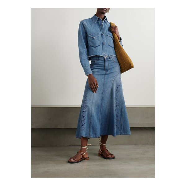 카라카스 프레이 크롭 데님 셔츠 블루 1647597336252127