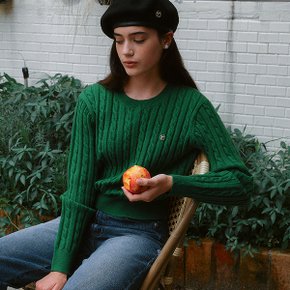 COLOR LINE CABLE KNIT GREEN