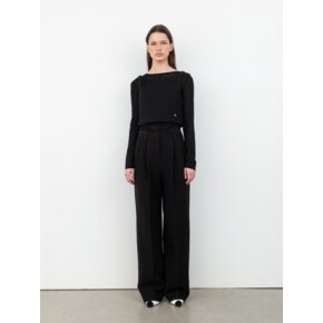 Tuck Wide leg trousers_Black