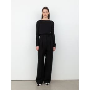 Tuck Wide leg trousers_Black