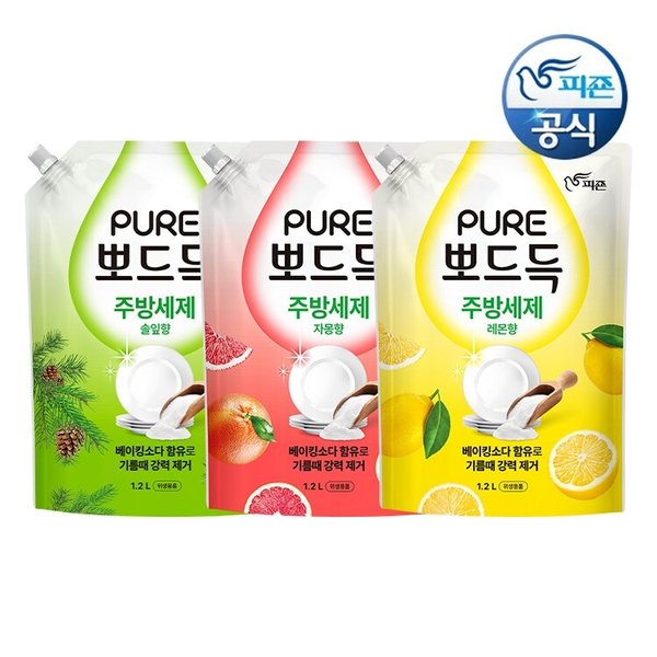 퓨어 주방세제 뽀드득 1.2L 리필 x 2개