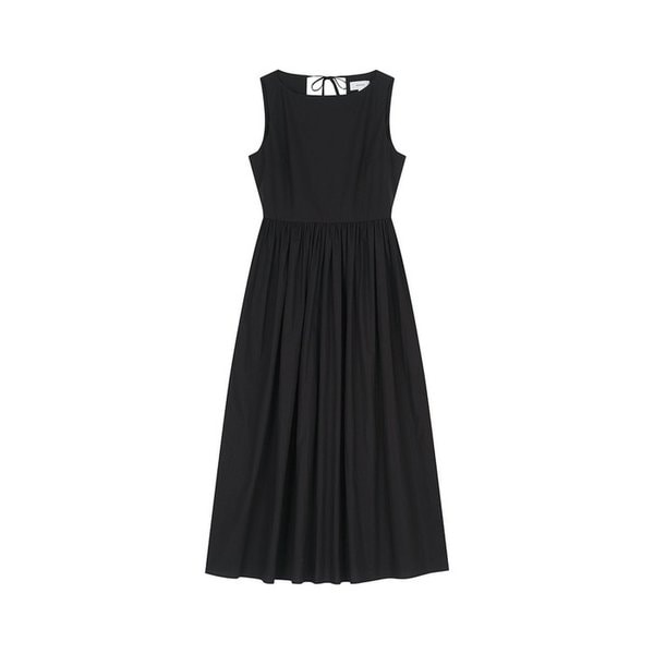 COTTON TIE BACK DRESS  (BLACK)