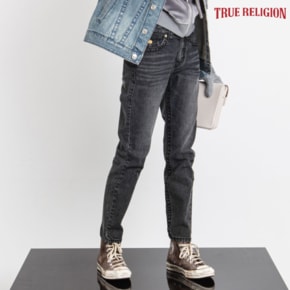 [TRUE RELIGION] 여성 스톤워싱 슬림 스트레이트 핏 데님 팬츠 블랙