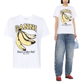 바나나 그래픽 릴렉스핏 여성 반팔 티셔츠 T3861