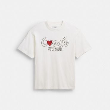 코치 [공식] 하트 릴랙스드 티셔츠 CBE91 WHT