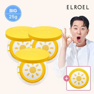 엘로엘 [빅] 엘로엘 파데프리 옐로우 팡팡 빅 선쿠션 25g 본품 x 3개 (+리필 1개 증정)_ELROEL