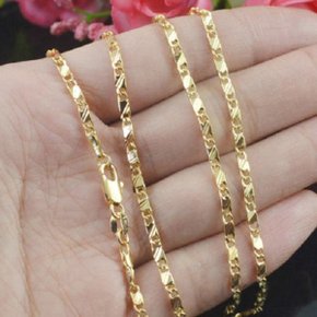 18K 골드 금 gold-plated 목걸이 도금 디자인 22 인치 금체인 체인줄 체인목걸이 공용 패션 악세사리 쥬얼리 선물 장식 팬던트 트랜드 인기 기념 소장