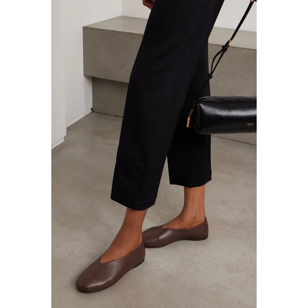 프로엔자슐러 버건디 가죽 티 발레리나 플랫 46376663162978427