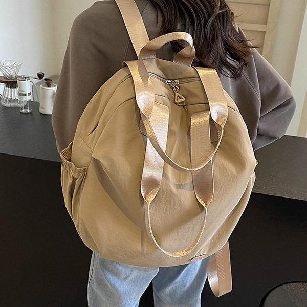[옷자락] 여성 소프트 원형 지퍼 나일론 핸들 경량 백팩