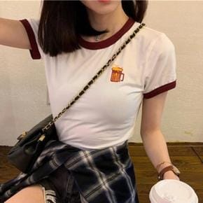 여성 데일리 여름티 앞뒤 프린팅 크롭반팔티(M~XL) (S8764702)