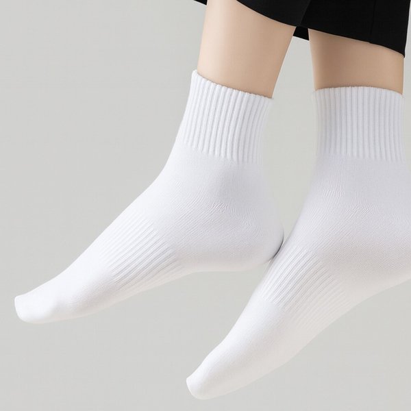데일리 화이트 무지 중목 양말 여성 10켤레 세트 기본 학생용