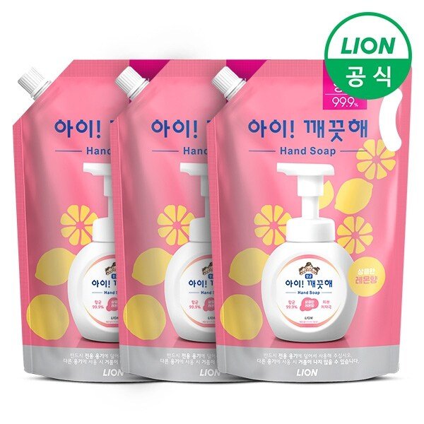 대용량 리필 1.8L 파우치 3개 손세정제 핸드워시 거품비누 (레몬/순)