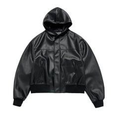 VEGAN LEATHER HOODIE JACKET 비건레더 후드자켓 블랙